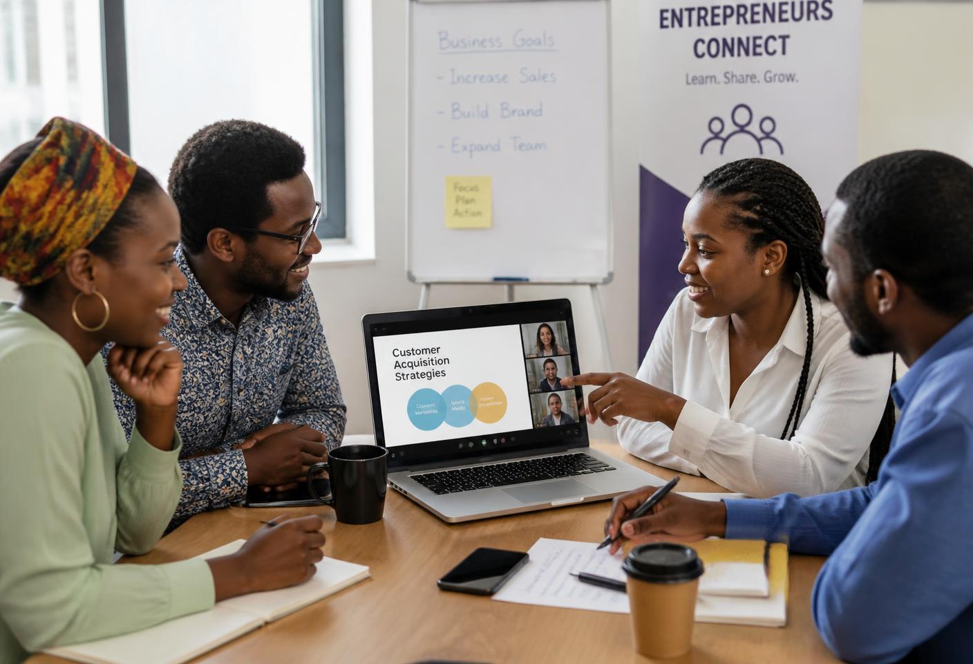 African entrepreneurs on a weekly live screen share session